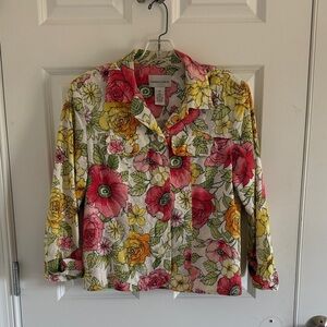 Drapers & Damons Petites Floral Print Jacket with Pink and Yellow Size Small
